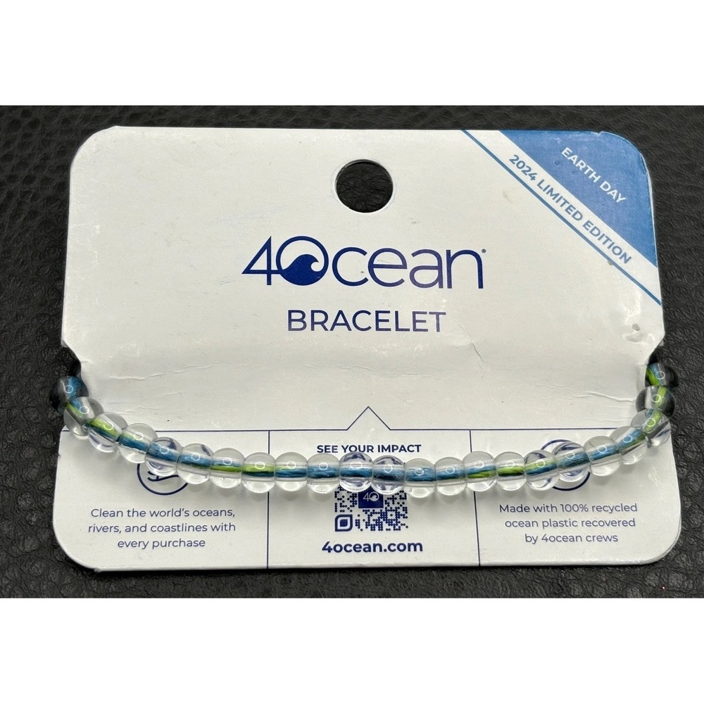 4ocean Earth Day 2024 Limited Edition Beaded Bracelet Blue Green Recycled